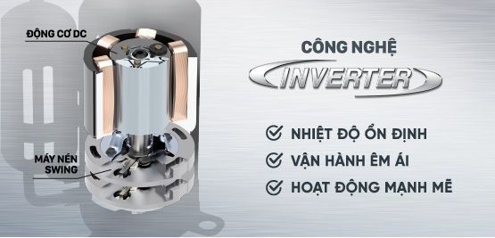 Công nghệ Inverter có khả năng duy trì nhiệt độ ổn định, vận hành mạnh mẽ