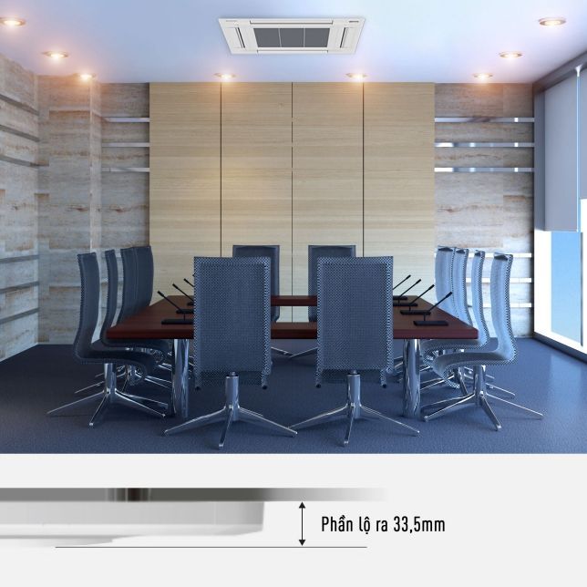 Toàn bộ thân máy được nằm gọn gàng bên trong trần với phần nhô ra chỉ khoảng 33,5mm