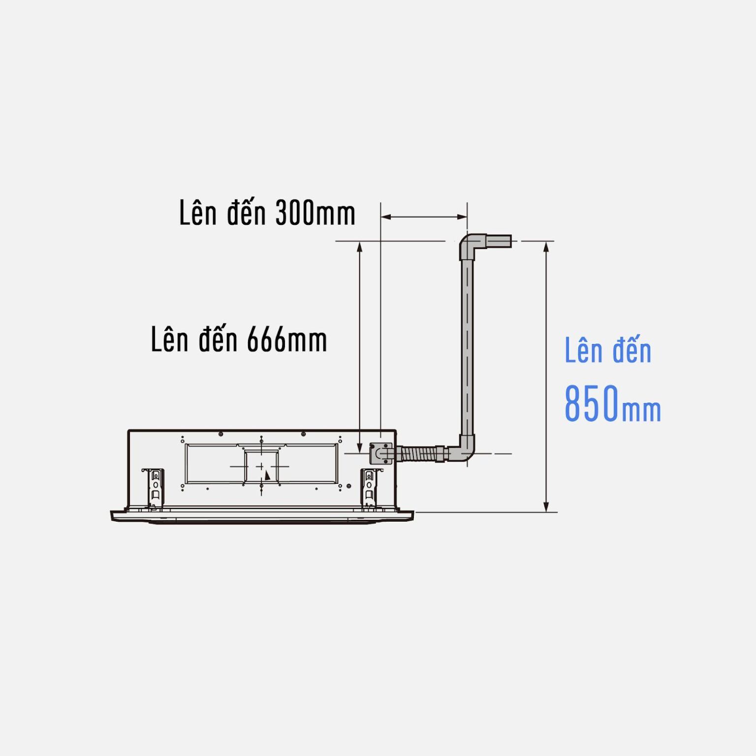 Nâng cao đường ống linh hoạt lên tới độ cao 850mm