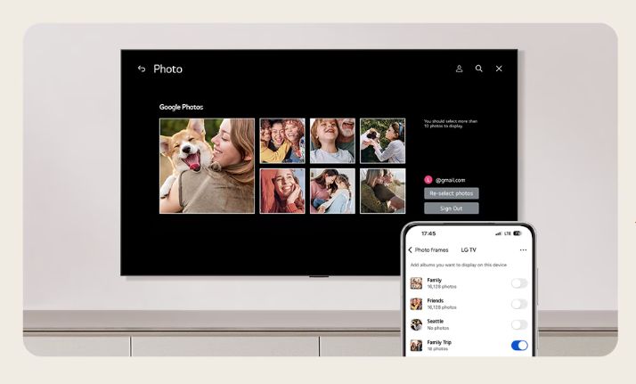 LG 100QNED86AS bạn có thể truy cập và kết nối với tài khoản Google Photos