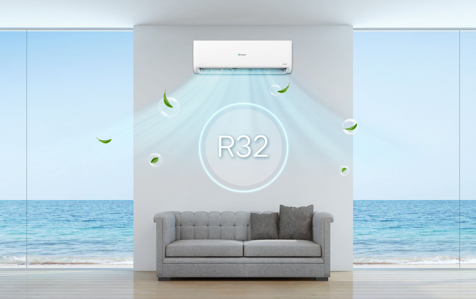 Môi chất làm lạnh được sử dụng cho thiết bị là dòng Gas R32