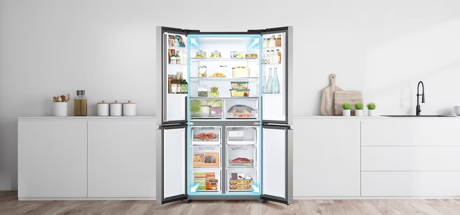 Không gian trở nên rộng rãi hơn giúp bạn lưu trữ nhiều loại thực phẩm