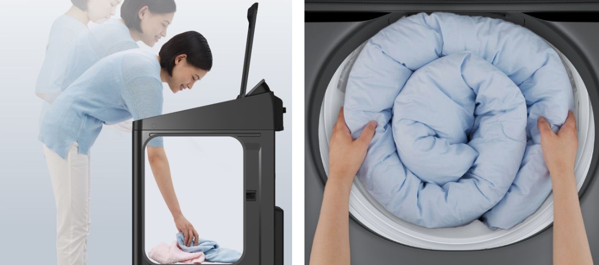 Thiết kế cải tiến, dễ dàng cho và lấy đồ vào lồng giặt