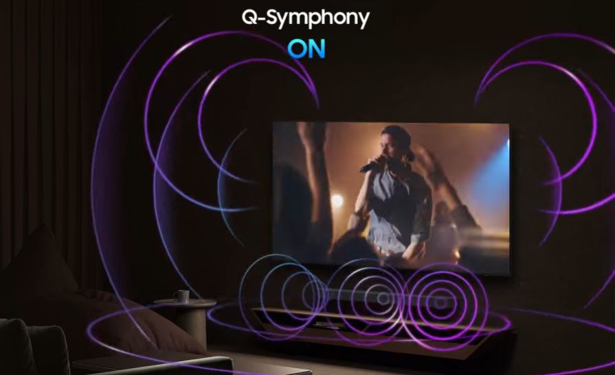 Công nghệ Q-Symphony giúp kết nối đồng bộ giữa tivi cùng loa thanh