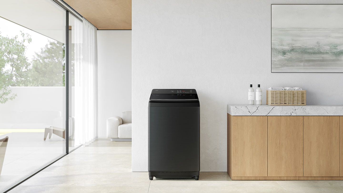 Máy giặt Samsung WA80F19B9BSV được thiết kế với kiểu dáng nhỏ gọn