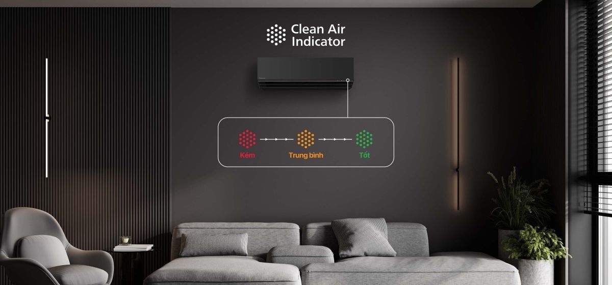 Tích hợp thêm đèn báo chất lượng không khí với 3 màu sắc