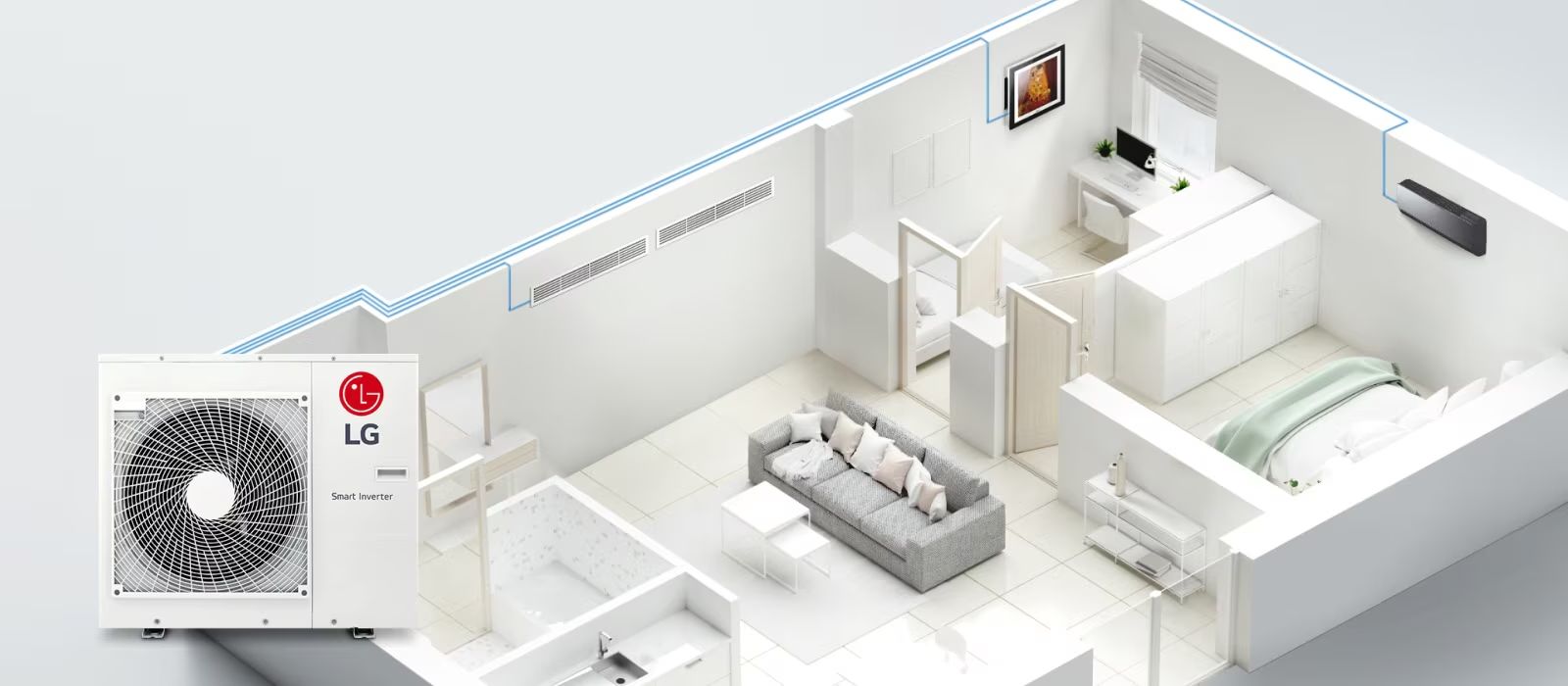 Điều hòa Multi LG sở hữu thiết kế hiện đại, sang trọng