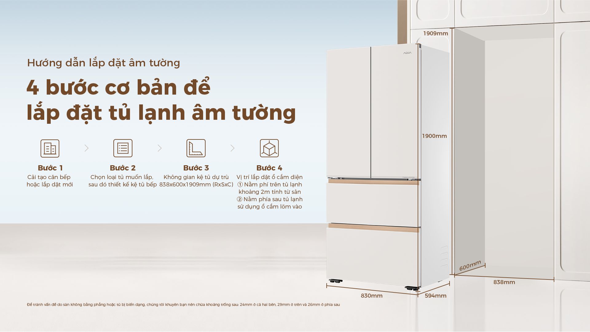 Để lắp đặt âm tường bạn chỉ cần thực hiện theo 4 bước cơ bản