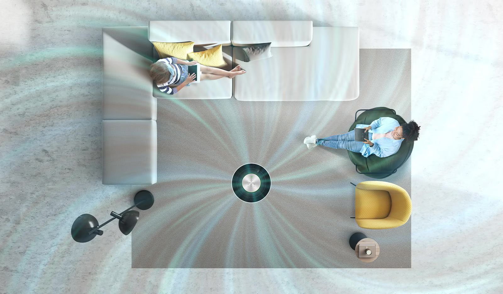 Chiếc máy lọc khí LG PuriCare™ có khả năng làm sạch không khí 360 độ