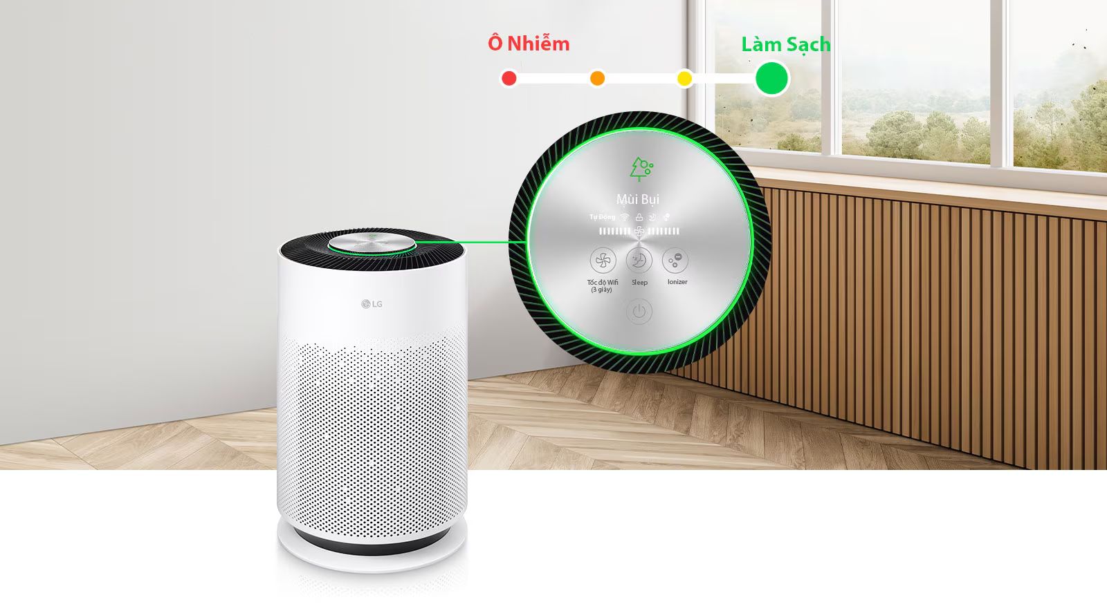 Cảm biến chất lượng không khí thông minh PM1.0 cùng màn hình hiển thị chất lượng hiện đại