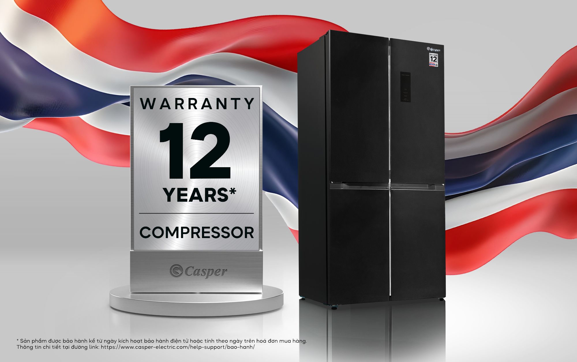 Casper RM-E432PBS được bảo hành máy nén lên đến 12 năm