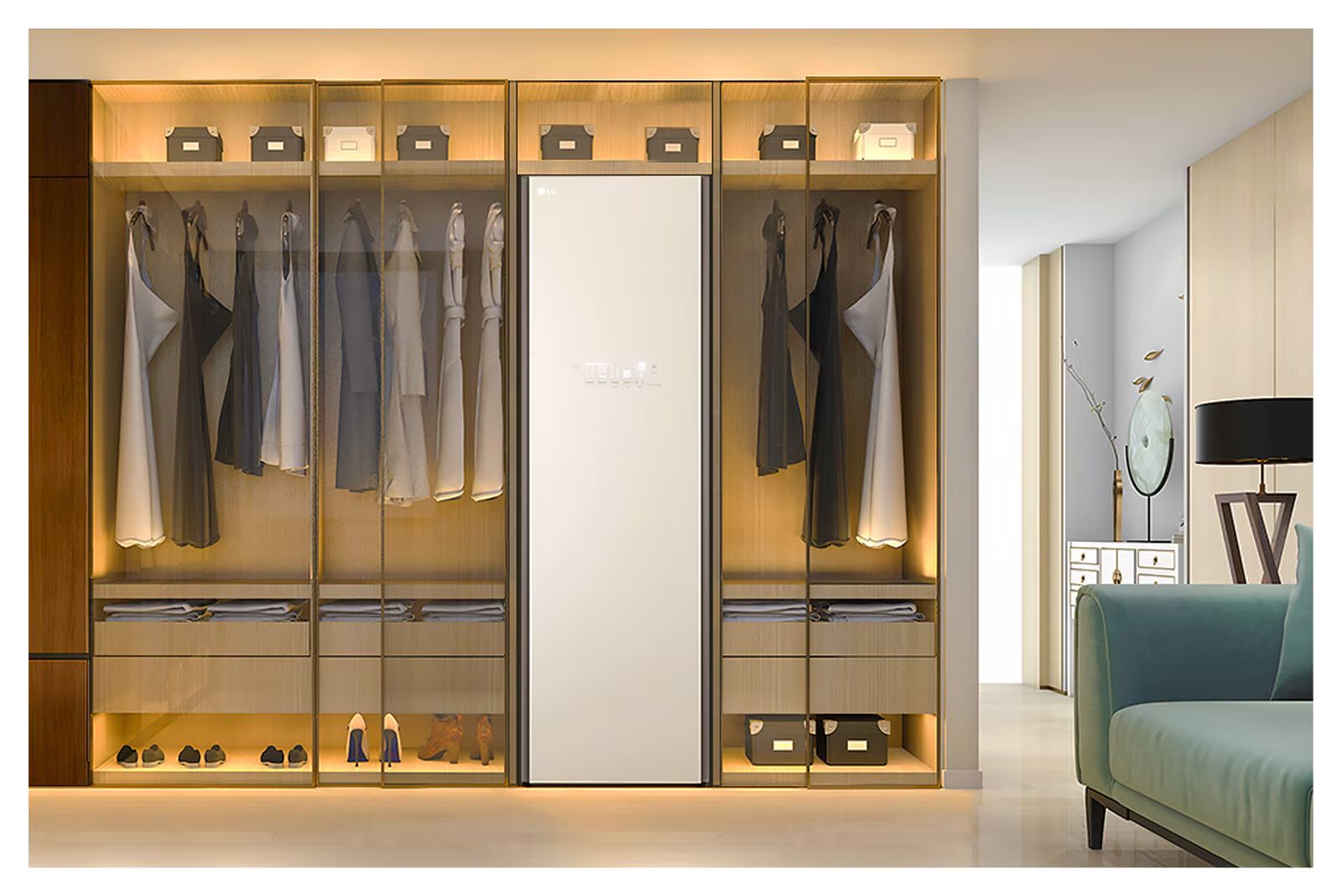 Chiếc tủ chăm sóc quần áo này phù hợp được với nhiều không gian nội thất
