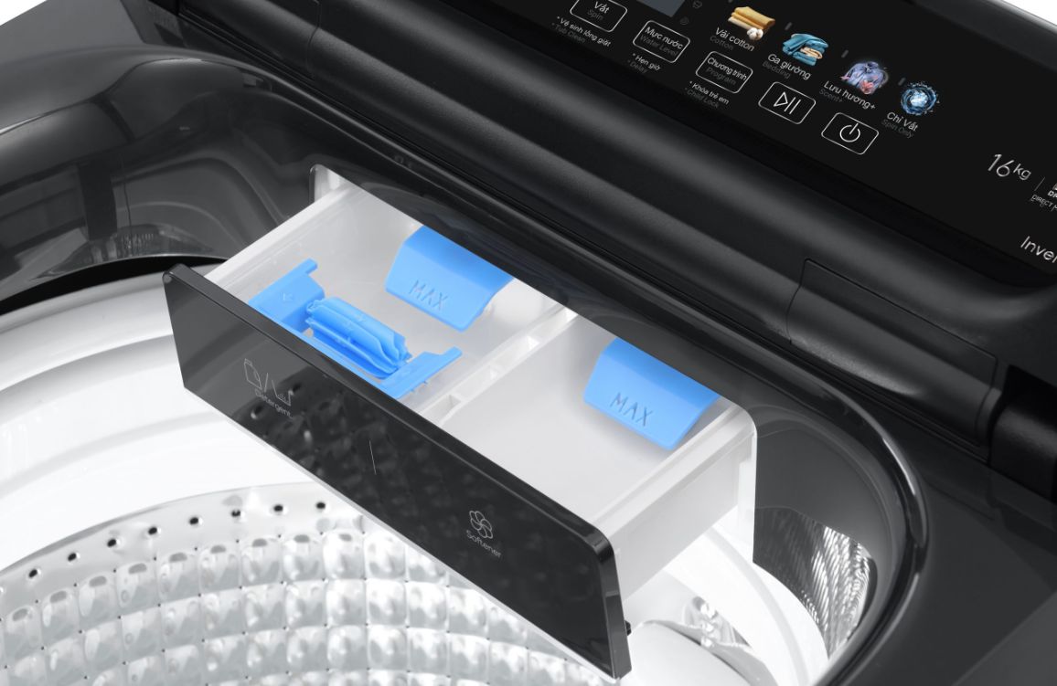 Hộc nước giặt Turbo X phân bổ nước giặt hợp lý