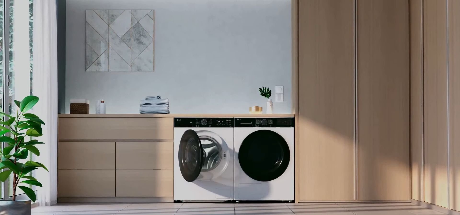 Dòng máy giặt lồng ngang của LG thế hệ mới sở hữu thiết kế với bề mặt phẳng tinh tế