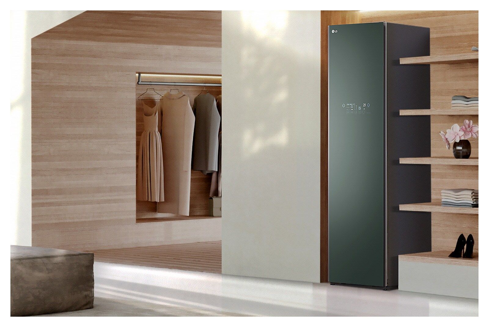 Chiếc tủ chăm sóc quần áo này phù hợp được với nhiều không gian