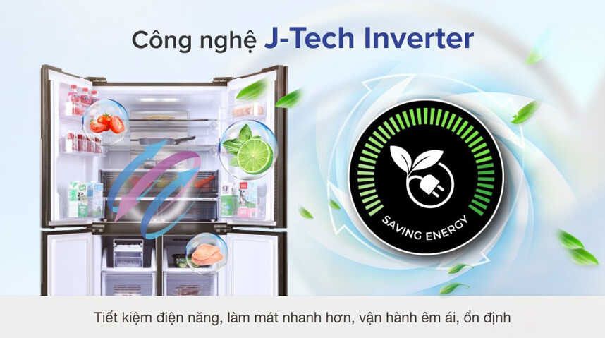 Sharp SJ-FX610V-SL trang bị công nghệ J-Tech Inverter tiết kiệm điện 