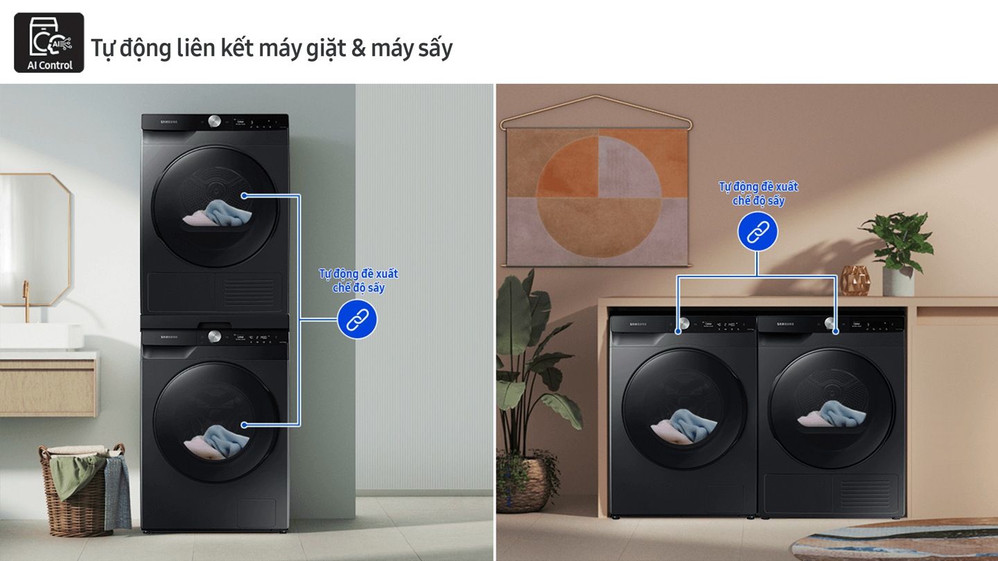 Tự động liên kết máy giặt với máy sấy