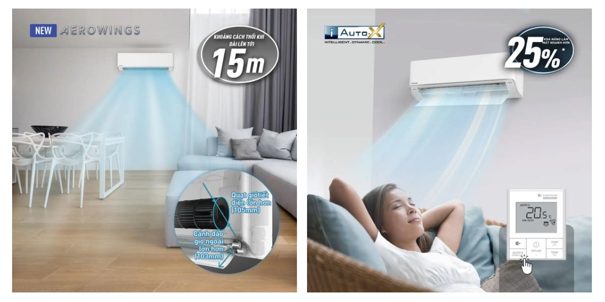 Luồng gió thông minh làm lạnh nhanh, không gây khó chịu